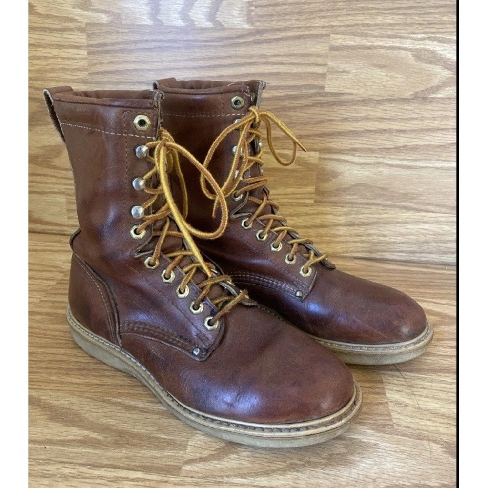 Carolina Wedge Sole Leather Work Boots Oil Resistant Men's 7 Cushion Insole READ